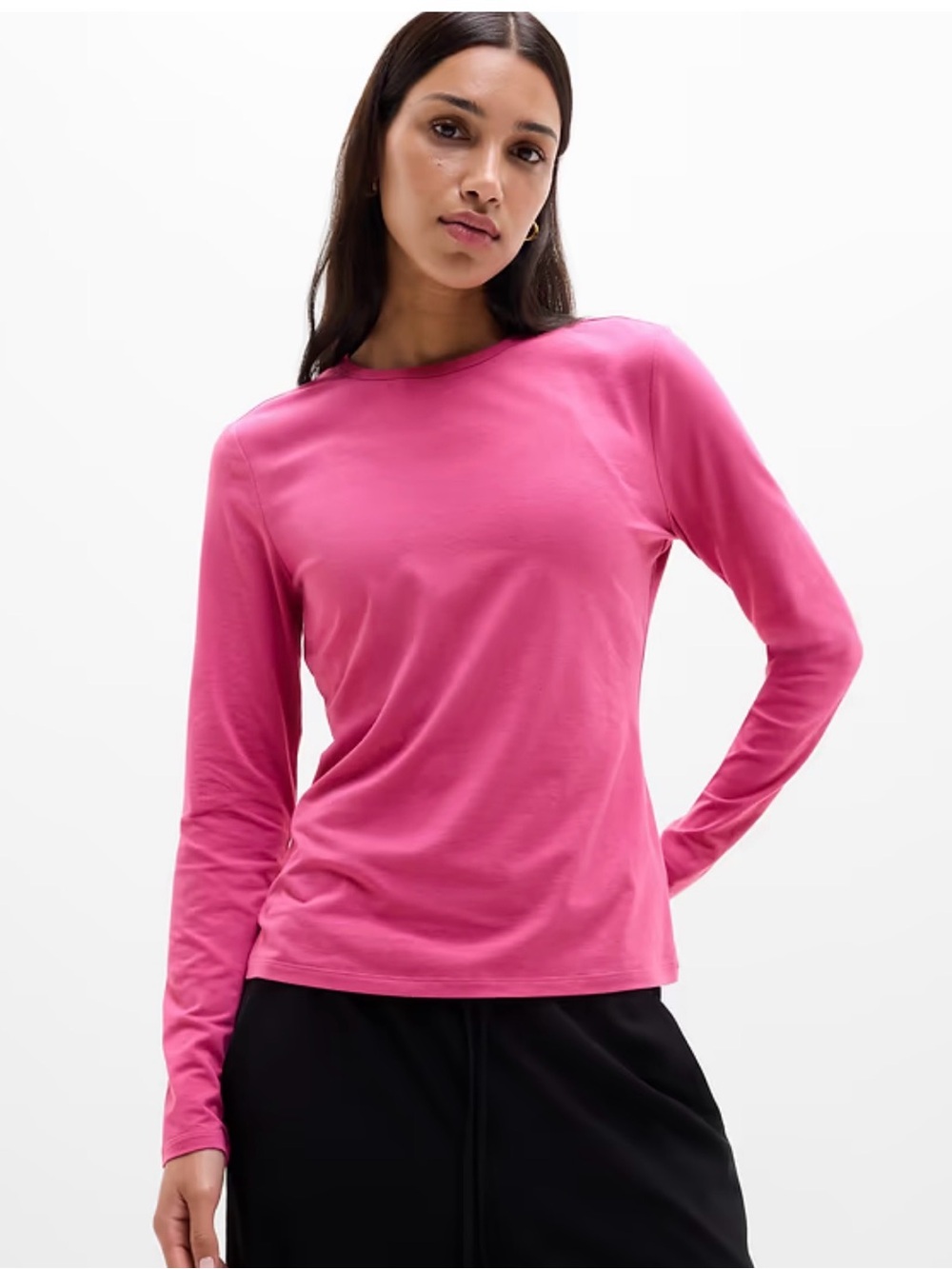 Athleta Pink Long-Sleeve Crewneck Top